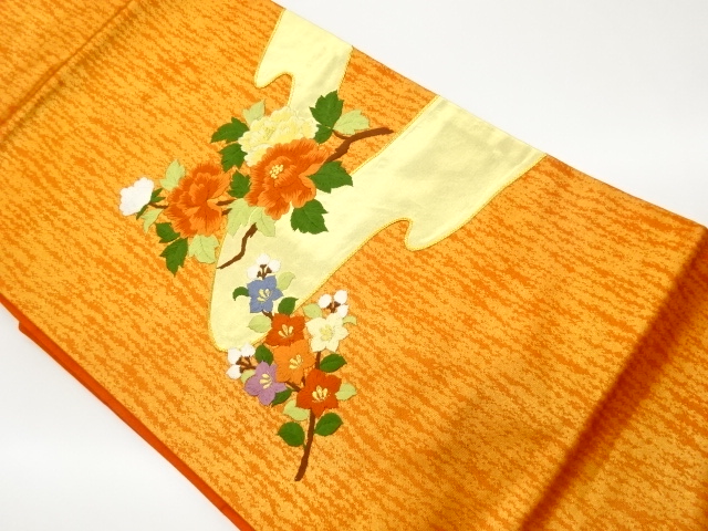 JAPANESE NAGOYA OBI / EMBROIDERY / PEONY